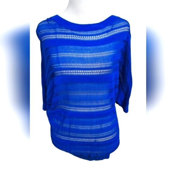 EXPRESS Open Knit Dolman Pull Over Top In Cobalt Blue. Size S NWOT - Picture 1 of 9
